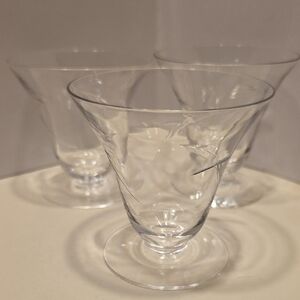 Tiffin-Fransican Oyster Or Fruit Cocktail Crystal Gkasses Sat Of 3